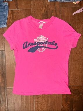Aeropostale Hot Pink Crest Graphic Tee